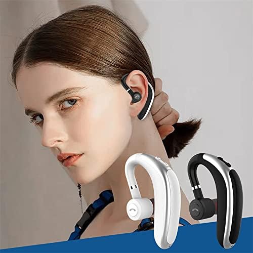 Слушалки БРУК ПАТЕЛ Bluetooth 5.0, Безжична Bluetooth слушалка 5.0 в Ухото, Безжична Слушалка за управление на автомобил и офис от една страна, Ipx5 Водоустойчив, Бял