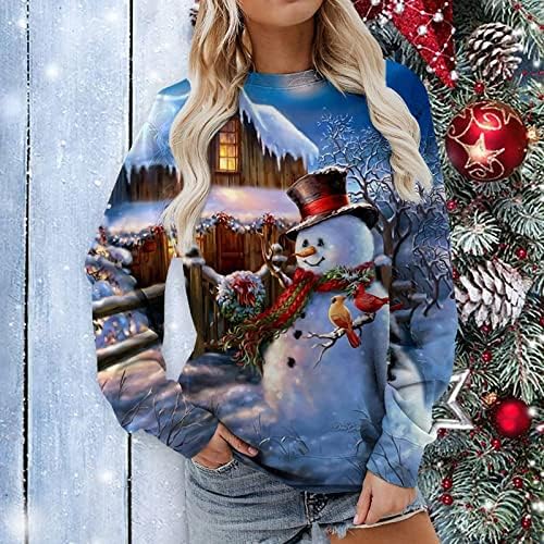 Hoody за Жени весела Коледа, Скъпа Забавен Снежен човек, Графичен Пуловер, Блузи, Ежедневни Блузи с Дълъг Ръкав, Ризи