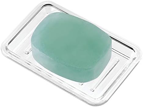 IDesign Royal Пластмасова Правоъгълна Дюза за сапун, Бар на Тавата-притежател на Плота в Банята, Душ, Кухня, 3,5 x 5,25, Прозрачен