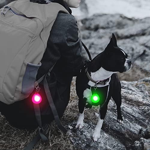 DOMIGLOW Светлина Яка за кучета с висока видимост - Светлини за кучета за нощни разходки, Закрепен към жетонам За кучета - Светещи Нашийници За кучета, Led лампа за каишка