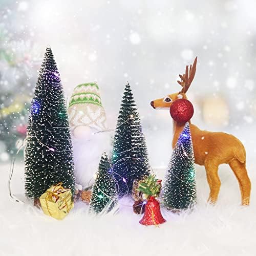 UNIPRIMEBBQ Мини Коледно Дърво, Малка Борова коледно Дърво с Дървени Основания за Коледно Парти, Начало Тенис на Коледа Интериор (Елха със светлина)