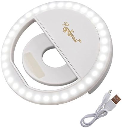 Raphycool Selfie Light Акумулаторна Околовръстен лампа за селфи с 36 led кръгови лампи, Прикрепен към мобилен телефон, Съвместим