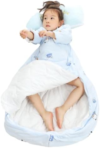 LJFLI Sleepsack Спален Чувал Детски Пролетно-Есенния Тънък Памук С Подвижни Ръкави, Антиударное Одеало за Бебета и Деца