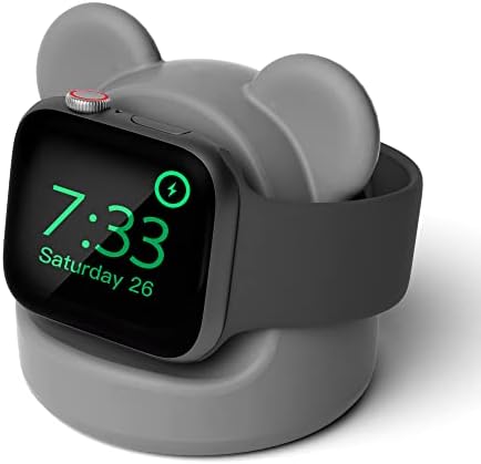 Силиконов Притежателя Докинг станция AFOOYO Bear Charger Стойката за Apple Watch Series 8/Ultra/SE2/7/6/ СЭ/5/4/3/2/1 (49/45/44/42/41/40/ 38 мм), Зарядно устройство за зареждане на часовници Bear iWatch, Поддъ