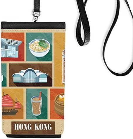 Хонг конг Местна Храна и Място за Телефона в Чантата си Портфейл Окачен Мобилен Калъф Черен Джоба