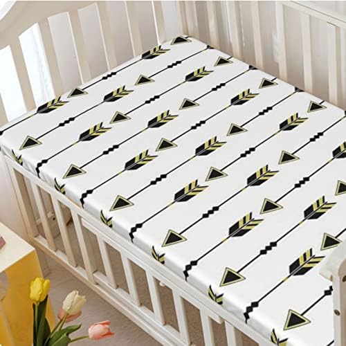 Кухненски Кърпи за креватче със стрелки, Портативни мини-чаршафи за легла с Меки и дишащи Кърпи -Отлични за стая на момче или момиче, или на детето, 24 x 38, жълто, черно