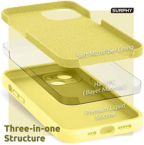 Силиконов калъф SURPHY Yellow + 3 опаковки със Защитно фолио за iPhone 13 6,1 инча (випуск 2021 година)