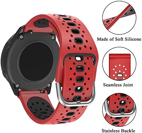 Силиконови Въжета OVERSTEP Galaxy Watch 3 41 мм, Спортни Въжета Galaxy Watch Active 2 40 мм за мъже и жени, Взаимозаменяеми каишка Samsung Gear Sport/Gear S2 Classic 20 мм (червен)