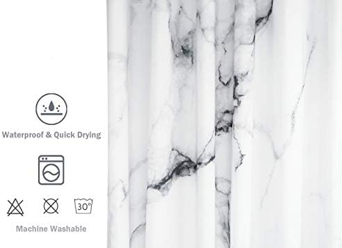 Uphome Мраморна Завеса за душ за баня, Сиво-Бяла на Тъканта Завеса за душ с куки Шик 3D Дизайн на Пукнатини Аксесоари за Баня и