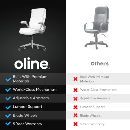 Ергономичен Офис стол за мениджъри, Oline - Начало на работния плот на колела от Изкуствена кожа, с Регулируеми подлакътници, 3D-опора