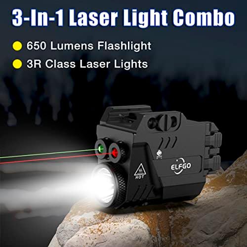 Разход на Лазерен прицел за пистолет ELFGO, 650 Лумена, Разход Тактически фенер с лазерен лъч, Магнитен, Акумулаторна батерия, 3 в 1, ефекта на светлинни Лазерен Мерник, О?