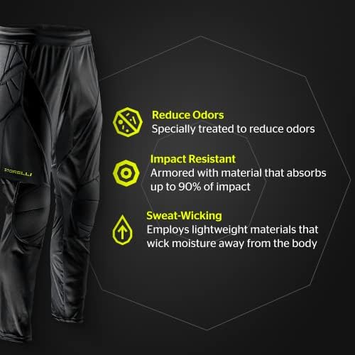 Вратарские панталони Storelli ExoShield | Футболни панталони с Подплата по цялата дължина | Първокласна защита на бедрата и коленете