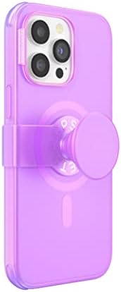 Калъф PopSockets за iPhone 14 Pro Max за MagSafe с дръжка за телефон и чекмедже, съвместим с безжична зареждане - Розов, Прозрачен Опалесцирующий