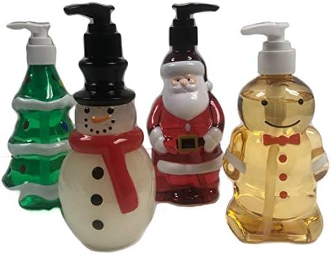 Декоративни дозатори за сапун за ръце на Рождественском колиба, 4 предмета: Дядо коледа, Снежен човек, Човечето човече и Коледно