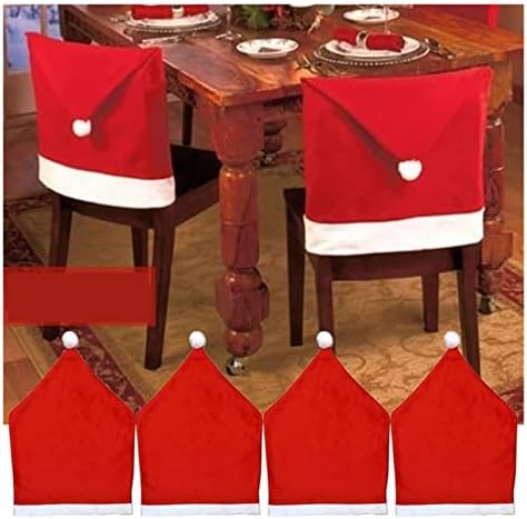 Коледна украса PIFUDE Коледен Калъф За стол Семеен Маса за Хранене Украса на облегалката на стола Коледни Аксесоари за коледната партита (Цвят: червен размер: 1 бр.)