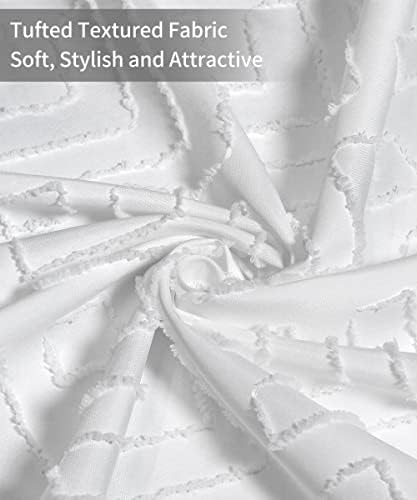 Бяла Завеса за душ SUMGAR, душ Завеси от Геометрична Текстурирани плат в стил Бохо, Модерен Селска Къща, Изтъркан Луксозен Комплект
