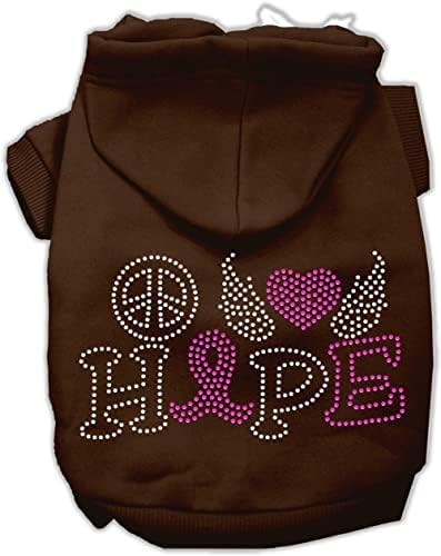 Mirage Стоки за домашни любимци 20 Peace Love Hope Рак на гърдата С кристали Hoody за домашни любимци, 3X-Голям, Син