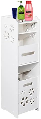 Вкусен 3-Слойный шкаф за съхранение в Банята с Мусорным кофа, Кутия за Салфетки 25x25x80 см, Бяло Украшение за Баня (Цвят: A, размер: