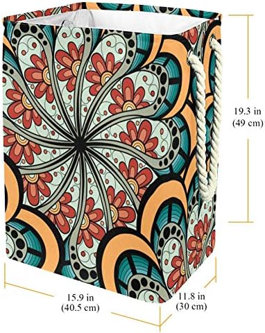 Структурата на Мандала Unicey Реколта в Индийски Стил С Цветни Орнаменти, Голяма Кофа За Съхранение, Сгъваема Кошница за Бельо за