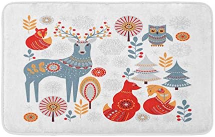 Topyee Декор за Баня, 24 X 16 килимче За Баня Червен Колан на Дядо Коледа Плосък Коледен Корема Коледна Брада Уютен Подложка За