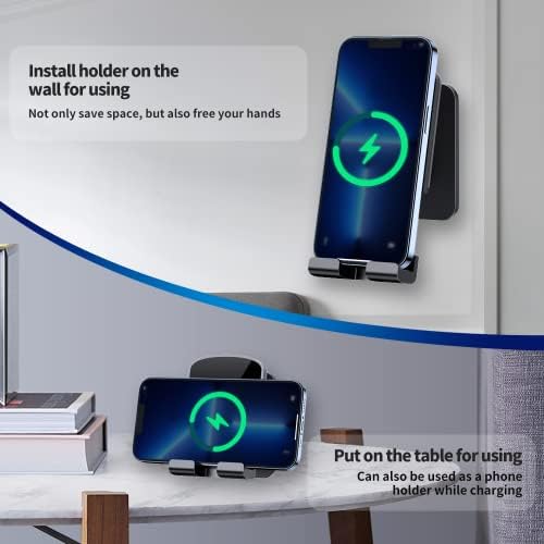 Безжично Зарядно устройство Vodeson с Регулируем монтиране на стена с държач за мобилен телефон, Станция за бързо зареждане, която е Съвместима с iPhone, Samsung, Android - Автома