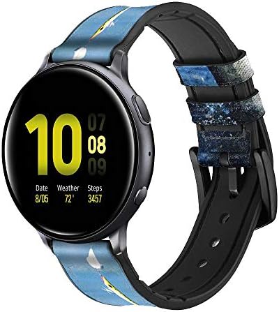 CA0178 Кожен и Силиконов ремък за смарт часа за риболов на Костур за Samsung Galaxy Watch, Watch3 Active, Active2, Gear Sport, Gear S2 Класически размери (20 mm)