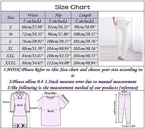WOCACHI Женски Памук, Ленени Панталони С Еластична Висока Талия, Широки Панталони Palazzo Фоайе, Ежедневни Панталони на Експозиции с Джоб