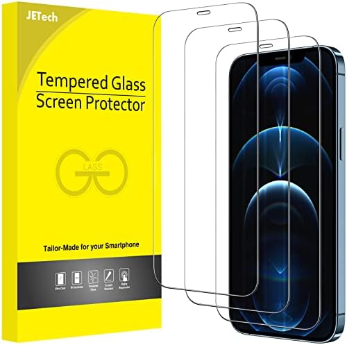 Защитно фолио JETech Full Coverage Screen Protector за iPhone за 12 Pro Max с диагонал на екрана 6,7 инча, 9H от закалено стъкло,