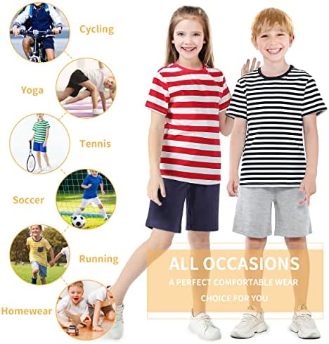 плетени Шорти kowlion Kids от Памук, Летни Основни Шорти за момчета и Момичета, Спортни и Домашни къси панталони, 3 опаковки,
