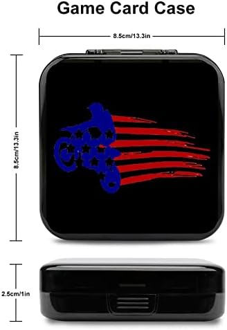 Калъф за игра на карти с Флага на САЩ Dirt Bike Flag за ключ с Индивидуален Дизайн Switch Lite Преносим Кутия За Съхранение с 24
