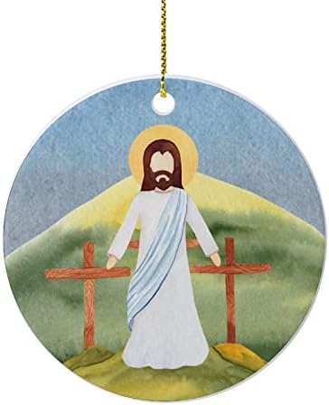 Cheyan Забавен Дизайн Картина На Исус, Керамичен Коледен Орнамент Украса За Дома Коледни Висулки Коледна Елха, Висящи Украшения,