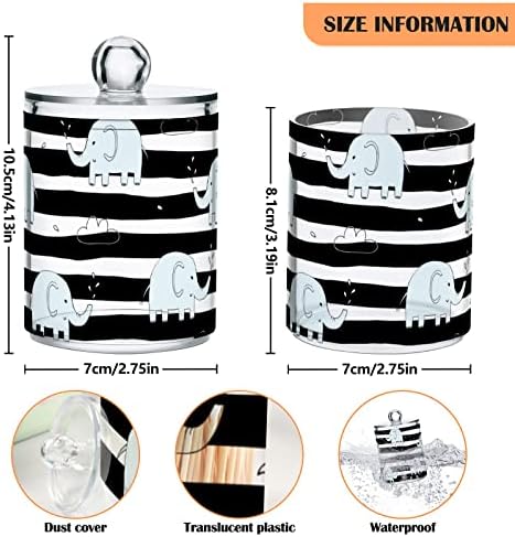 innewgogo Elephants 2 Опаковки Титуляр за памучни тампони, Органайзер, Диспенсер, Пластмасови Буркани за Памучни Дискове с Капак, Кутия За Съхранение в Банята, Прозрачен Кон?