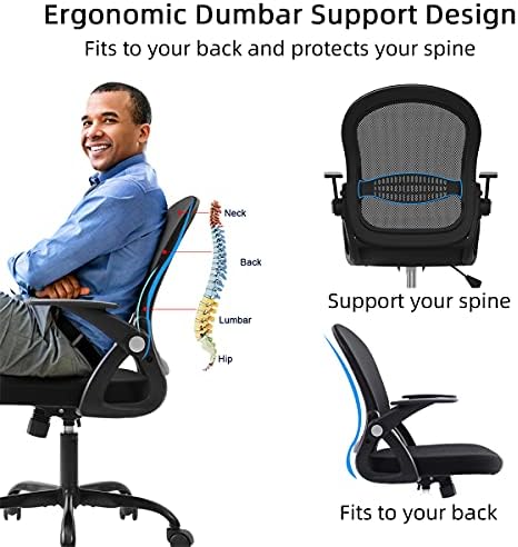 Ергономичен офис стол Sytas с вкара опора за долната част на гърба, компютърен стол с регулируема лумбална опора