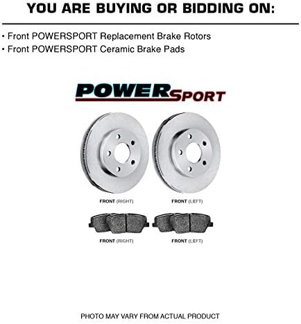 Комплект предните спирачки и ротори PowerSport | размерът на Предните спирачни накладки | Спирачни дискове и накладки| Керамични Спирачни накладки и Ротори | подходящ за