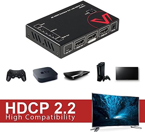 AV-достъп 5 в 1 Изход 4K UHD @ 60Hz HDMI-суич стандарт HDMI1.4 с 3D ефект, прекъсвач с нула закъснение, съвместим с HDCP 2.2, plug