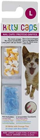 Капачки за нокти Кити Caps за котки с бели / Оранжеви и прозрачни /Син блясък, 40 броя, Големи - 3 опаковки | Сигурна, стилна и