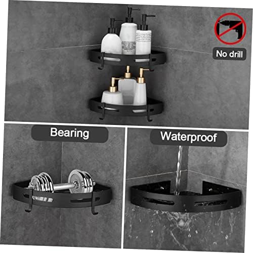 YARNOW Полк Ъглови Шкафове За съхранение на Черна Ъглова Етажерка Монтиране на стена Ъглов Рафт 2 елемента Ъглова Кошница За Душ Рафтове за Душата Ъглова Душ-Часова Ду