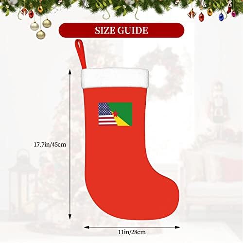 TZT Американски Флаг и знамето на Френска Гвиана Коледни Чорапи, Подаръци за Коледно парти за семейни Празнични украси 18 инча