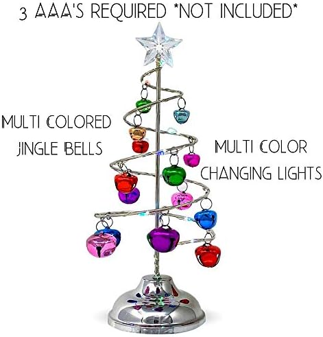 Светодиодна Настолна Спирала коледно дърво ярки цветове Jingle Bell - Сребърен Трапезен Елха на батерии с цветна подсветка - Начало декор за сватбени тържества - на Висо?