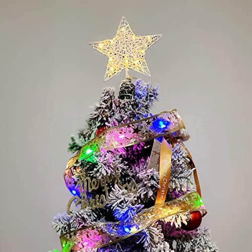 Hogarest Коледни Лента Светлини за Украса на Коледната елха, Цветни 16,5-подножието 50LED-фенери На Батерии, Телена Златни Приказни Светлини от оптични влакна мрежа за Коле