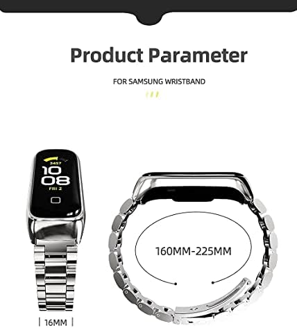 Метална Каишка за Samsung Galaxy Fit 2 SM-R220 Каишка за часовник Гривна Взаимозаменяеми Каишка за часовник (Черен Метал)