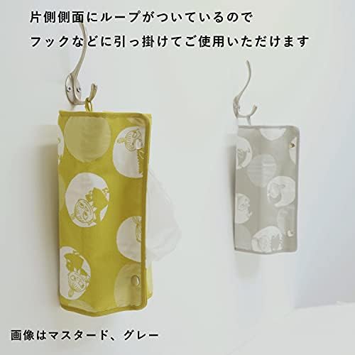 Калъф за салфетки Муми-трол, Окачен Bubble Dot My Mustard, прибл. Ш 9,8 х 2,0-2,4 х Г 4.7 инча (25 х 5-6,2 х 12 см), Жаккардовое заключване, Ламиниран облегалка, Произведено в Япония
