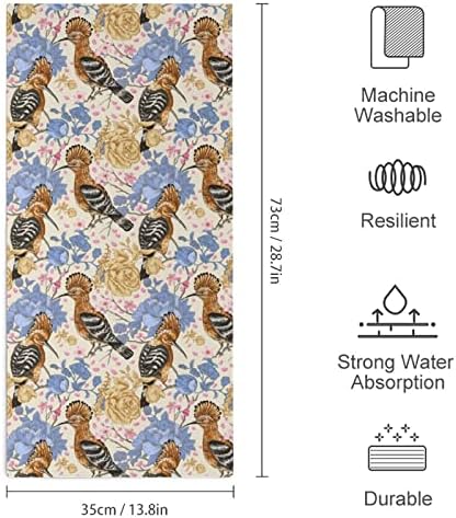 Цветни Кърпи за Ръце с Птици и Цветя, Кърпа За Миене на Лице и Тяло, Мека Гъба с Приятен Принтом за Баня, Кухня, Хотел