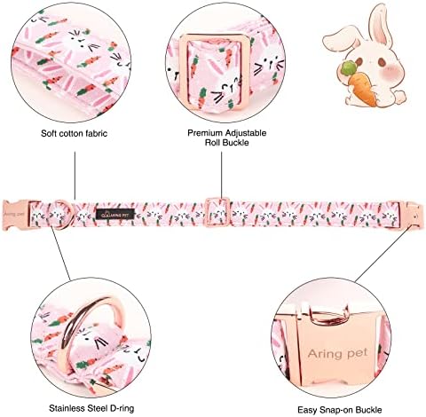 ARING ПЕТ Великден Нашийник за кучета - Сладък Зайци Нашийник с матросской пеперуда, Памучни Регулируеми Морков Нашийници за кучета с Метална Катарама за Малки, Средн