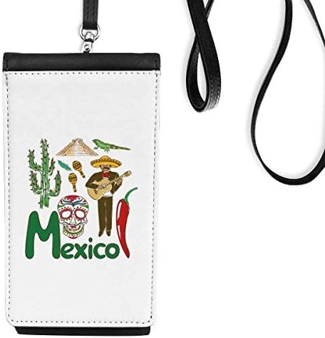 Национален Символ На Мексико Ориентир Модел Телефон, Портфейл Портфейл Окачен Мобилен Калъф Черен Джоба