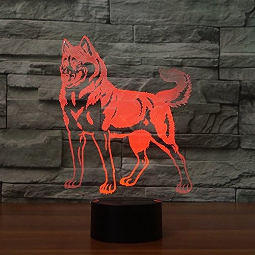Jinnwell 3D Куче Булдог Вълк Животно нощна светлина В 7 Цвята Промяна Led Настолна Лампа Акрилна Плосък КОРЕМА База USB Зарядно