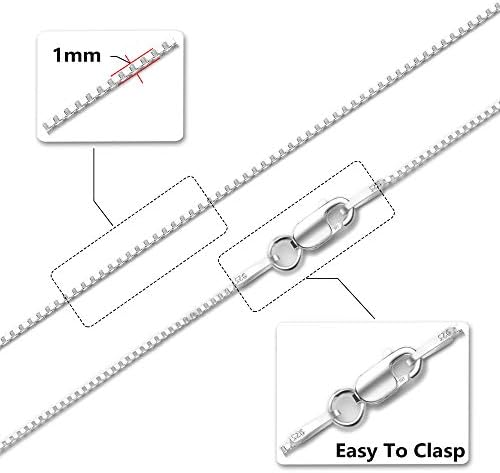 ASHINE Стерлинговое Сребро 925 Проба 1 мм и 0.8 Италианска Верига-Кутия Колие 16 - 30 със Сребърен Полировальной Кърпа