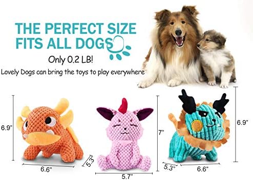 Най-новият набор от играчки за кучета UNIWILAND от Скрипучего плюш за Кученце, 3 опаковки с Трайни Плюшени играчки за домашни любимци с Пищалками, Сладки Плюшени играчки