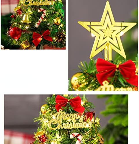 ONIIZ 30 см Тенис на Маса Коледно Дърво Набор от Цветни Светлини и Коледни Декорации Настолна Композиция Тип A (Цветна лампа)