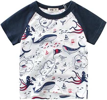 Ризи, Блузи, Тениски за момчета 1-7 години, Тениска с Кръгло Деколте за Деца, Детски Дрехи с къс Ръкав, Карикатура